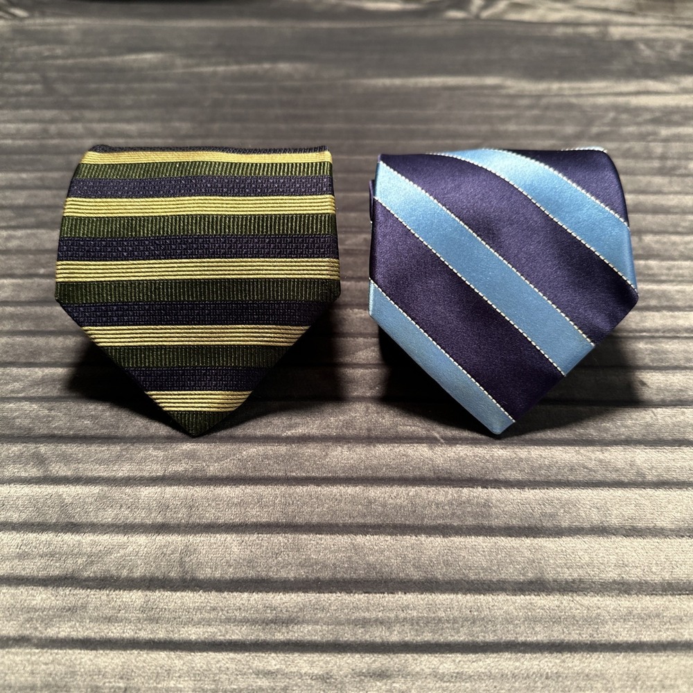 Tommy Hilfiger Lot Of 2 Neckties USA Made Silk Striped Pattern Preppy Flags